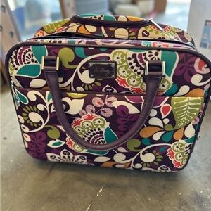 Vera Bradley Purple and Green Laptop Bag with Floral Design